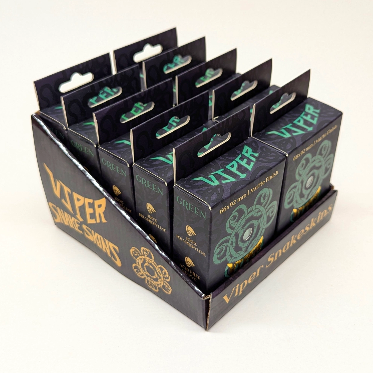Case of green TCG sleeves - Viper Snakeskins