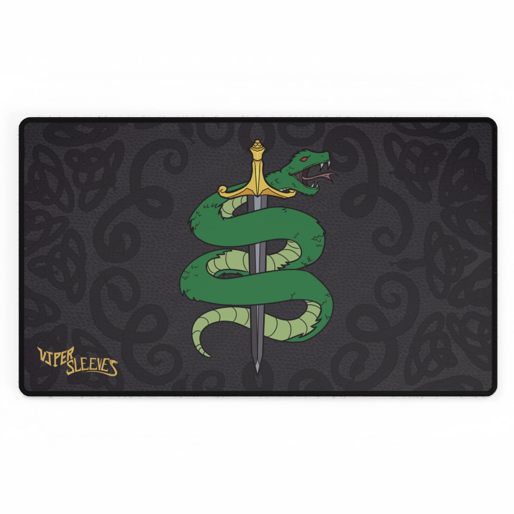 Viper Sleeves TCG Playmat – Green Snake & Sword Design