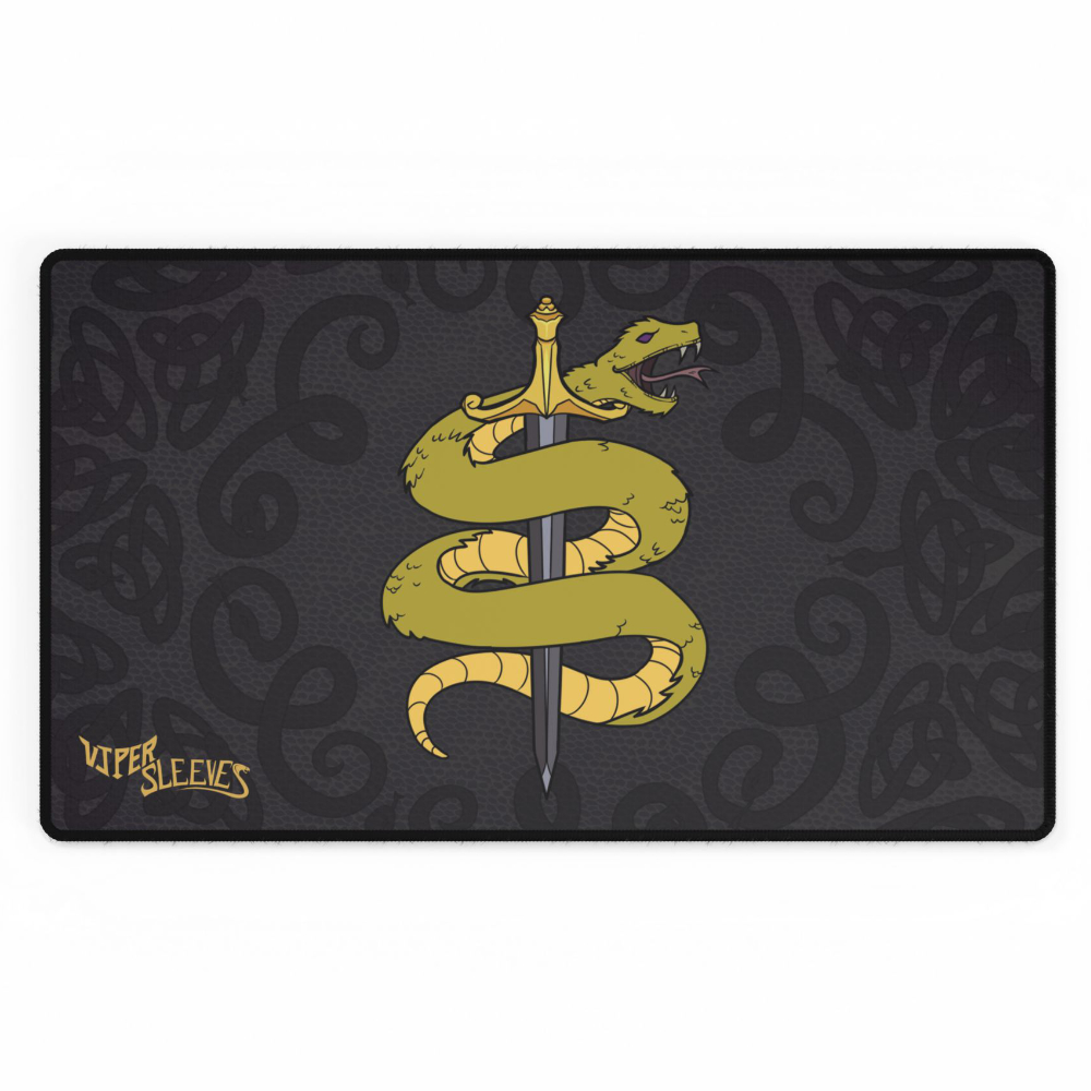 Viper Sleeves TCG Playmat – Yellow Snake & Sword Design