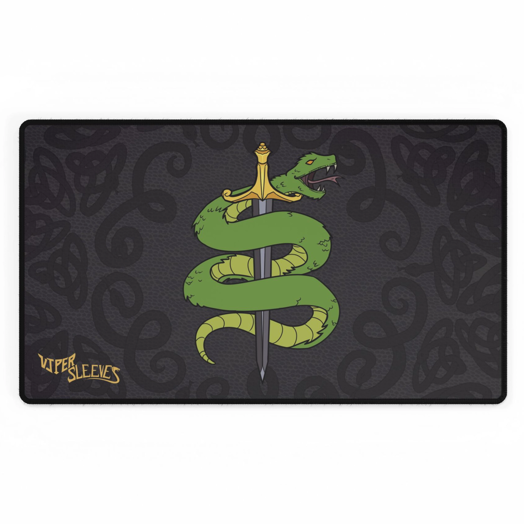 Viper Sleeves TCG Playmat – Lime Snake & Sword Design