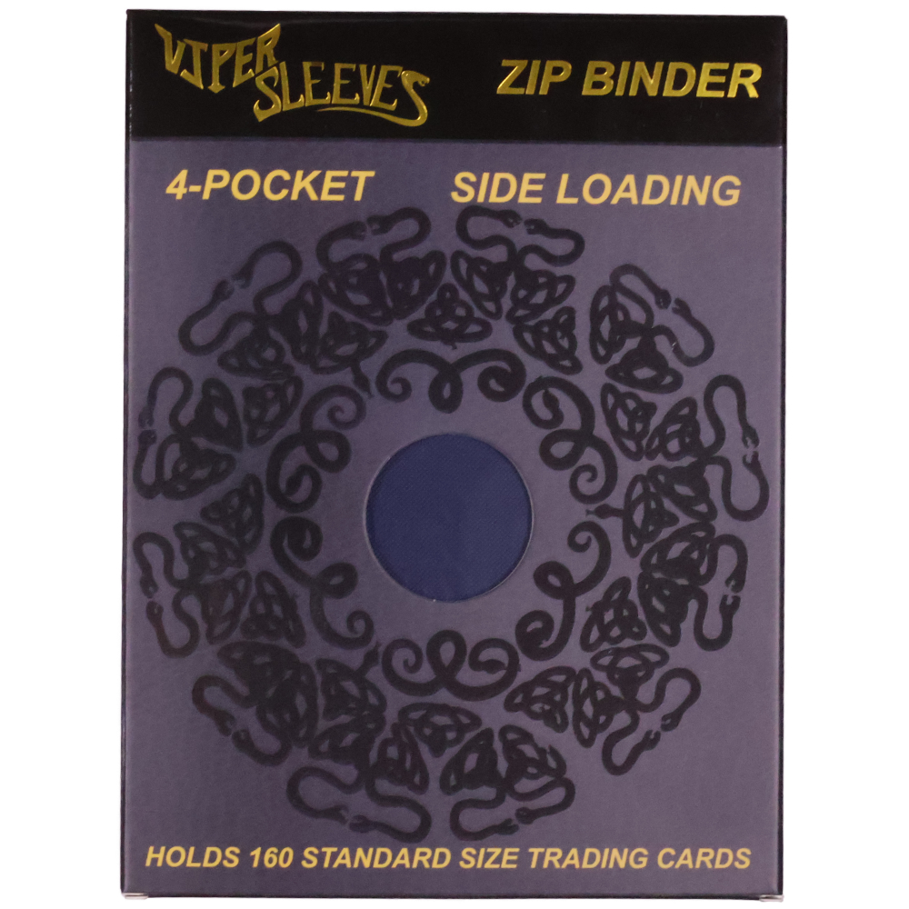 Blue 4 pocket binder retail packaging