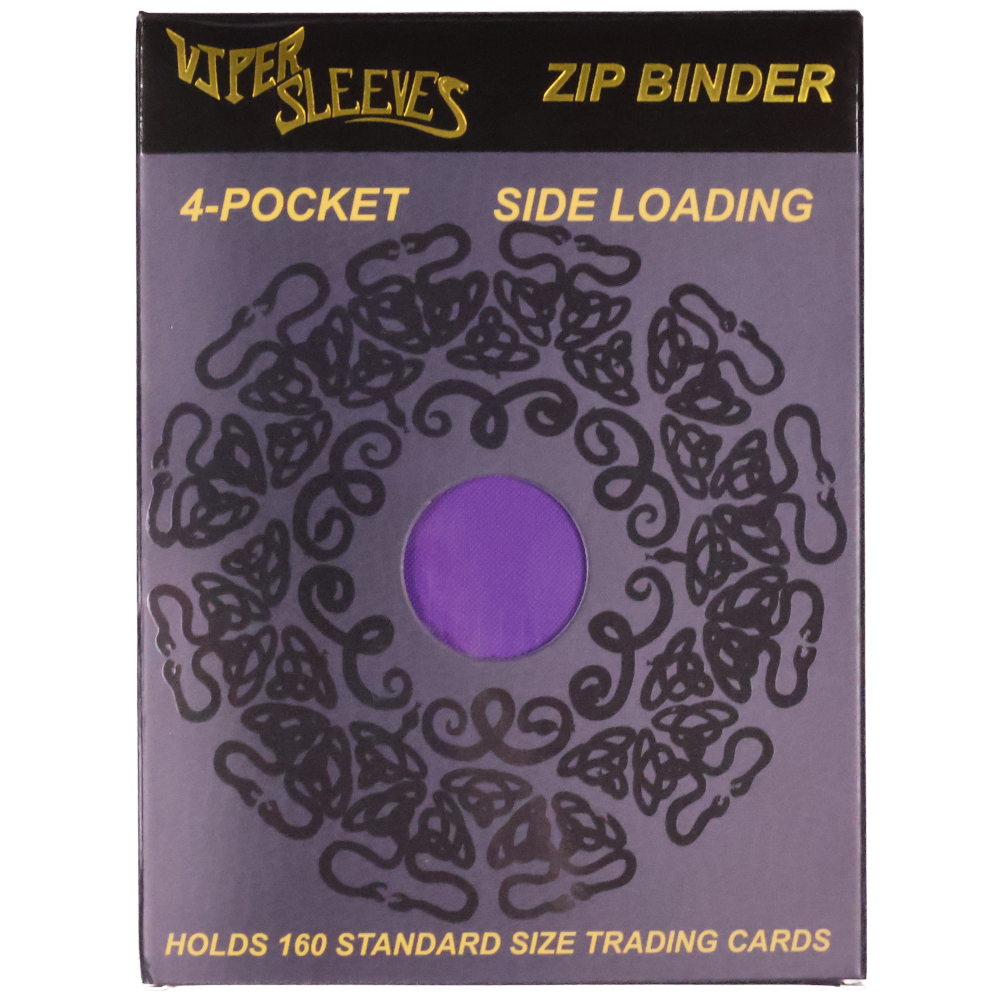 Purple 4 pocket binder retail packaging