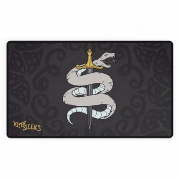Viper Sleeves TCG Playmat – White Snake & Sword Design